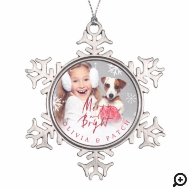 Merry and Bright | Pet Holiday Snowflake Snowflake Pewter Christmas Ornament