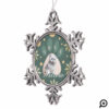 Green & Gold Pet Paw Print Photo & Snowflakes Snowflake Pewter Christmas Ornament