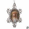 Elegant Copper Christmas Foliage Pet Photo Snowflake Pewter Christmas Ornament