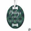 Pet's First Christmas | Green Buffalo Plaid Photo Ornament