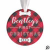 Pet's First Christmas | Red Buffalo Plaid Photo Ornament