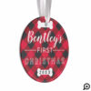 Pet's First Christmas | Red Buffalo Plaid Photo Ornament