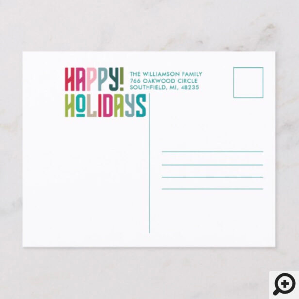 Happy Holidays | Fun, Colourful & Cheery Photo Holiday Postcard