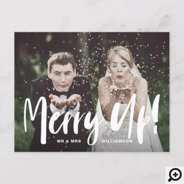 Merry Up! | Newlyweds Mr & Mrs Christmas Photo Holiday Postcard