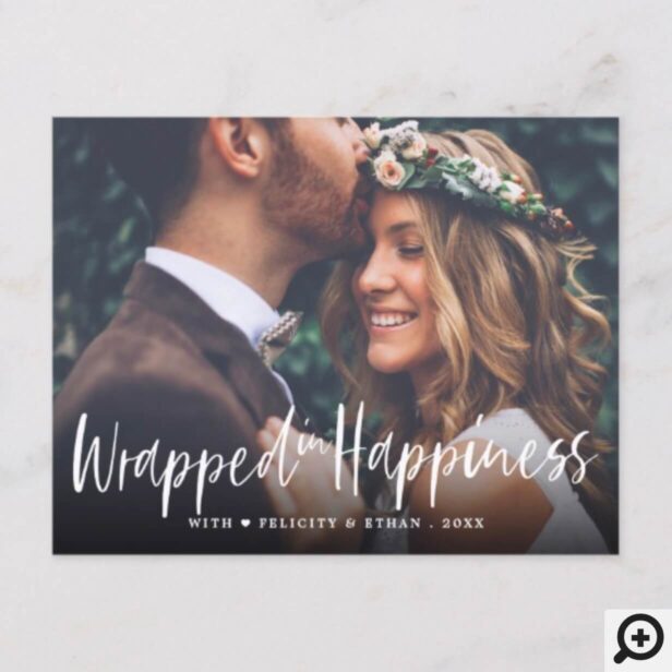 Wrapped In Happiness | Mr & Mrs Christmas Photo Holiday Postcard