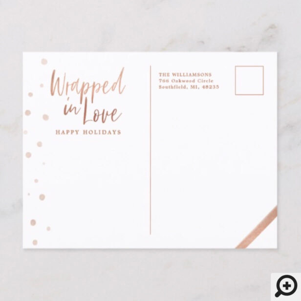 Wrapped In Happiness | Mr & Mrs Christmas Photo Holiday Postcard