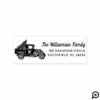 Vintage Truck Christmas Tree Monogram Address Rubber Stamp
