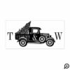 Vintage pickup Truck & Christmas Tree initials Rubber Stamp