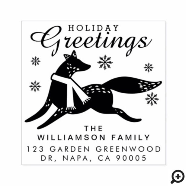 Holiday Greetings | Woodland Christmas Fox Address Rubber Stamp