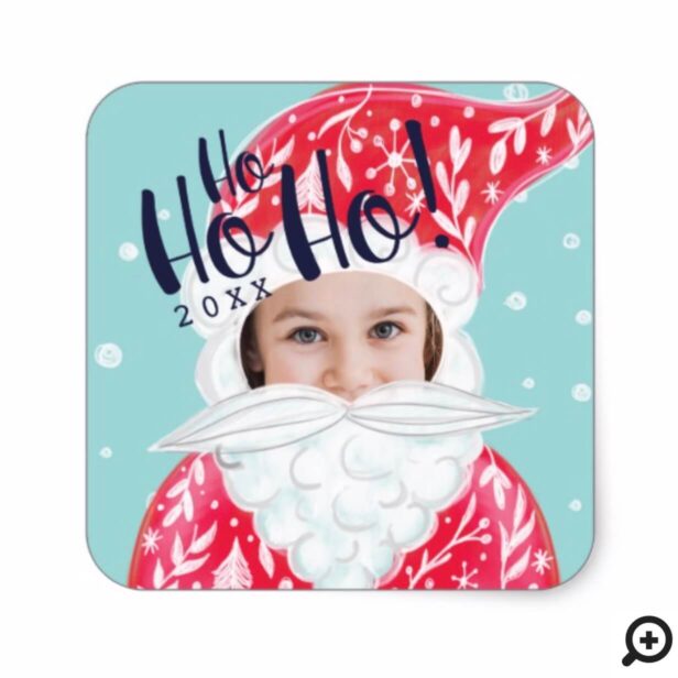 Fun Christmas Holiday Jolly Santa Claus Photo Square Sticker