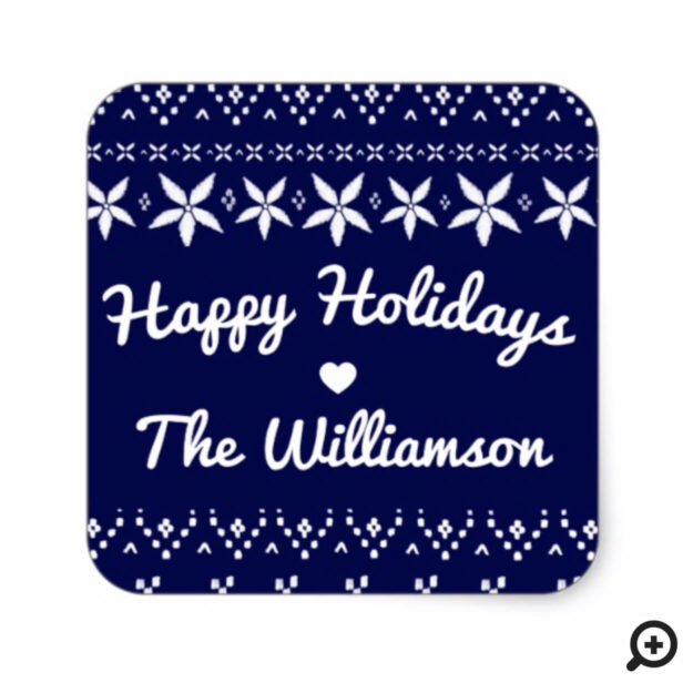 Blue Cozy Warm Festive Sweater | Holiday Joy Square Sticker
