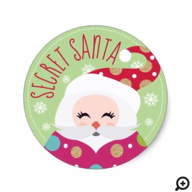 Secret Santa Illustrative Colourful Christmas Classic Round Sticker