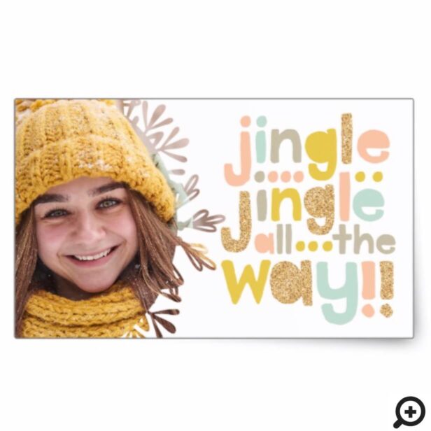 Jingle All The Way | Colourful Typographic Photo Rectangular Sticker