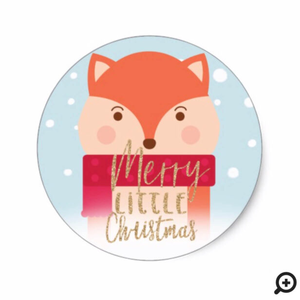Merry Little Christmas | Cute Fox Holiday Classic Round Sticker