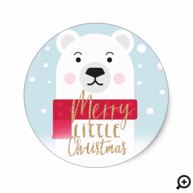 Merry Little Christmas | Cute Polar Bear Holiday Classic Round Sticker