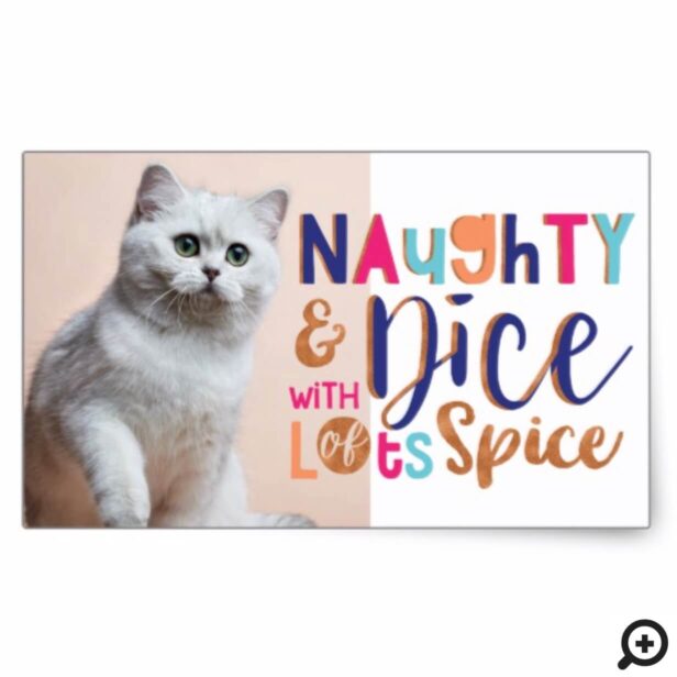 Naught & Nice With Lots of Spice Christmas Photo Rectangular Sticker