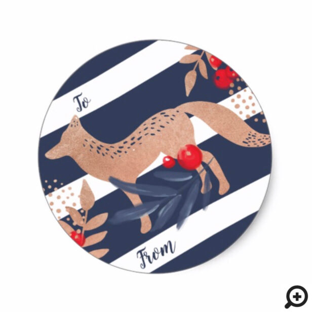 Woodland Forest Fox Animal To & From Holiday Classic Round Sticker