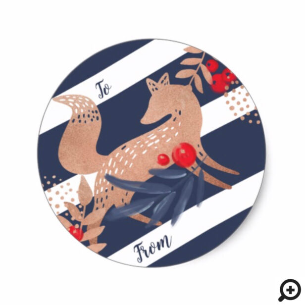 Woodland Forest Fox Animal To & From Holiday Classic Round Sticker