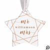 Mr & Mrs Christmas | Modern Copper Geometric Photo Ornament