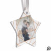 Mr & Mrs Christmas | Modern Copper Geometric Photo Ornament