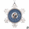 Merry & Bright Mr & Mrs Christmas Crest Photo Snowflake Pewter Christmas Ornament