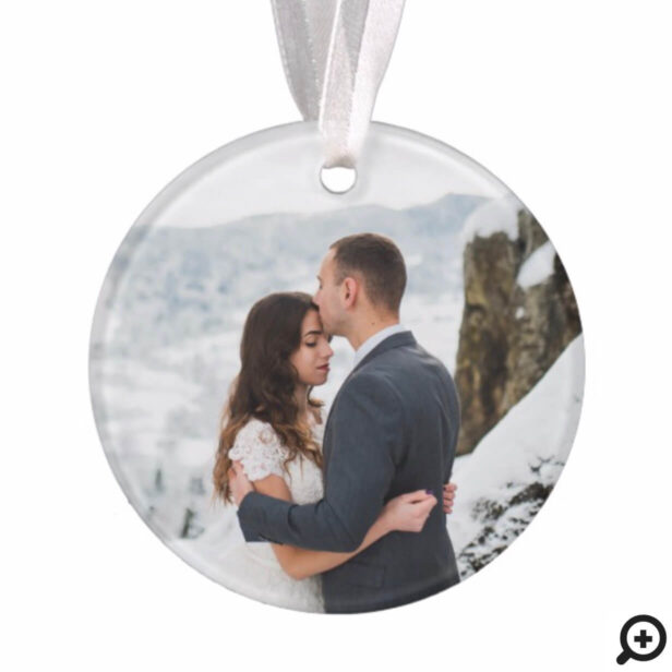 Merry & Bright Mr & Mrs Christmas Crest Photo Ornament