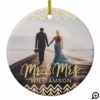 Mr & Mrs First Christmas | Wood & Gold Tree Photo Ceramic Ornament