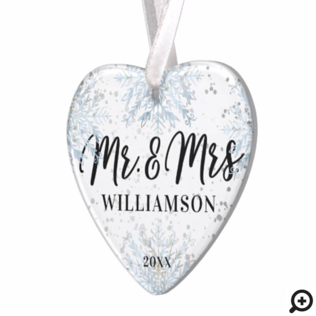 Mr & Mrs Newlyweds Christmas | Frosty Snowflakes Ornament