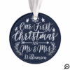 First Christmas Mr & Mrs Elegant Script Newlyweds Ornament