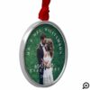 Mr. & Mrs. | Merrily Ever After Holiday Photo Metal Ornament
