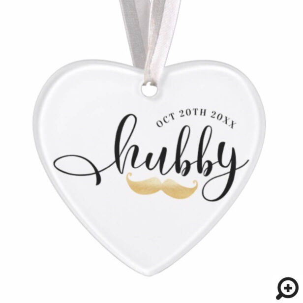 Hubby | Black & Gold Script Newlyweds Monogram Ornament