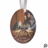 Merrily Ever After Rustic Mr & Mrs First Christmas Ornament