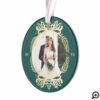 Ornate Green & Gold Mr & Mrs First Christmas Photo Ornament