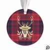 Plaid Red Nose Reindeer Vintage Holiday Photo Ornament