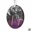 Joy | Deep Purple Watercolor Wash Newlyweds Photo Ornament