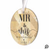 Mr & Mrs | Elegant Shimmering Gold Ornament Photo