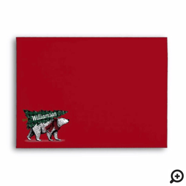 Vintage Style Polar Bear Tree Delivery Red Envelope