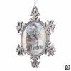 Elegant Blue & Gold Snowflake Customize Pet Photo Snowflake Pewter Christmas Ornament