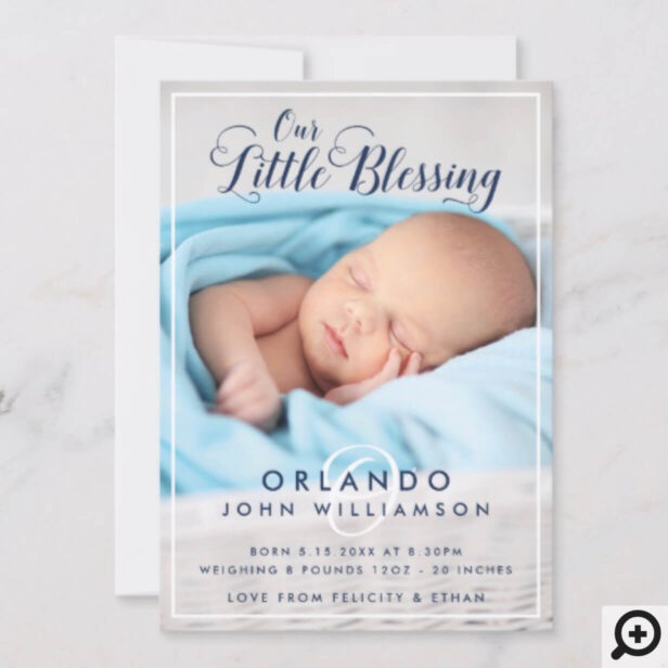 Baby Boy Birth Announcement | Modern Blue Stripes