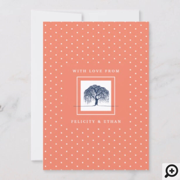 Navy & Peach Willow Family Tree Birth Announcement