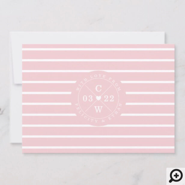 Baby Birth Announcement Card - Pink & White Stripe