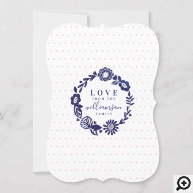 Baby Birth Announcement Card - Navy Blue branches
