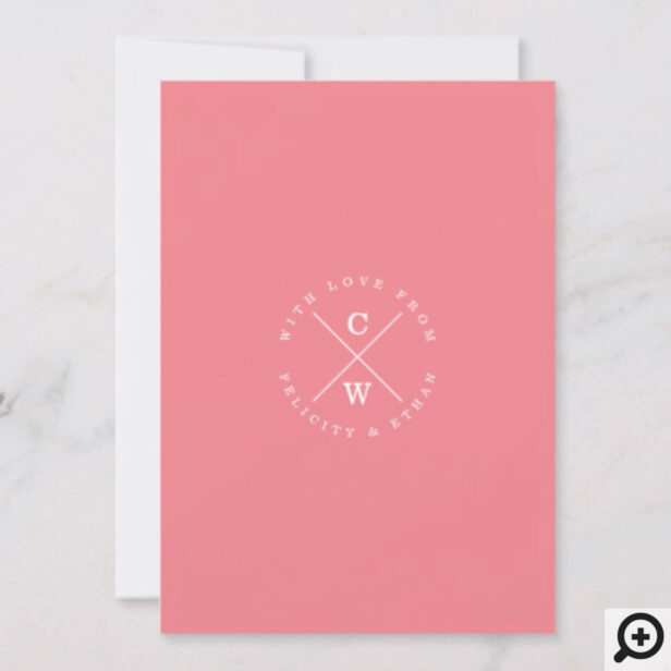 Baby Birth Announcement Card - Modern Pink & White