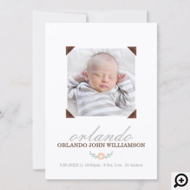 Baby Birth Announcement Card - Wooden Photo Album