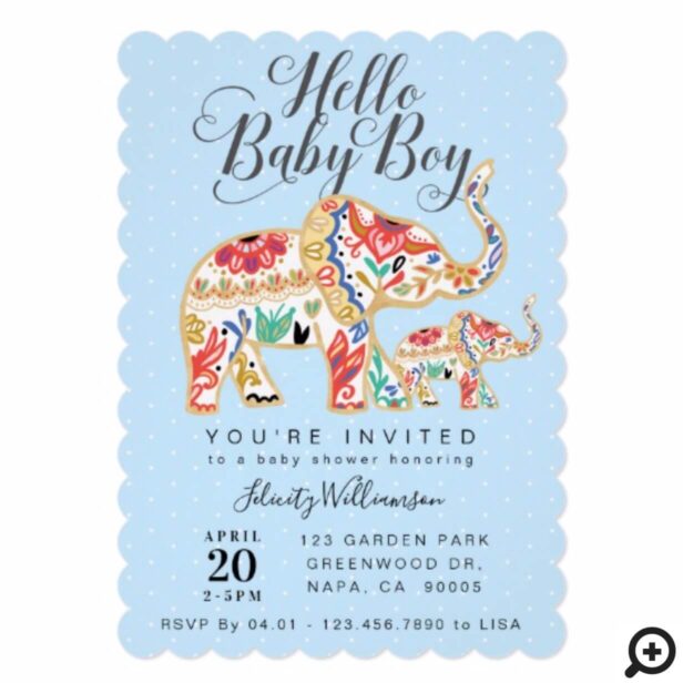 Elegant Decorative Elephant Baby Shower Invitation