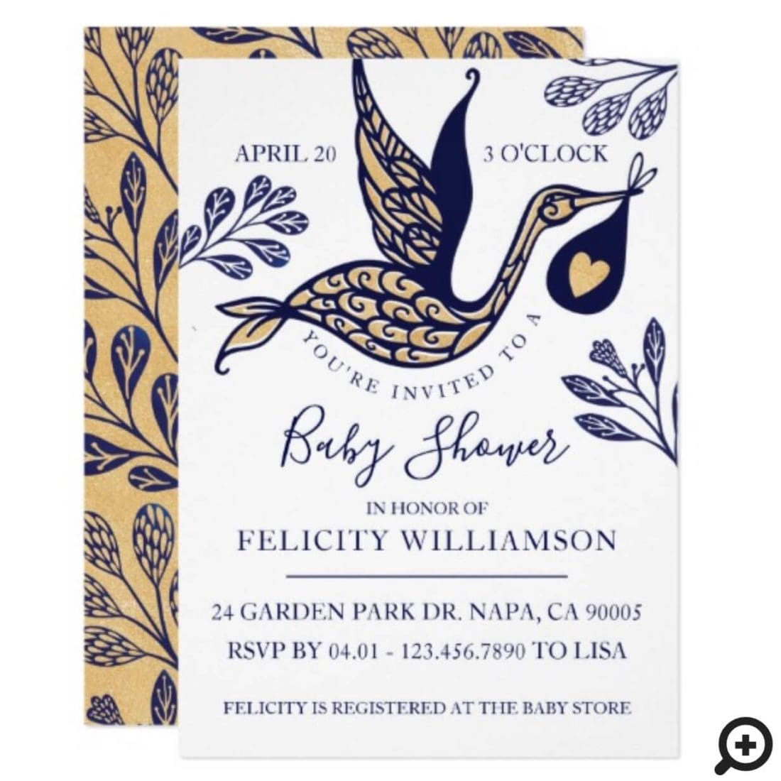 Modern Elegant Stork Baby Boy Shower Invitation Moodthology Papery