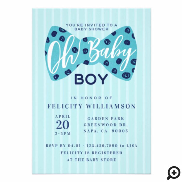Oh Baby Boy Navy & Teal Bow Tie Shower Invitation