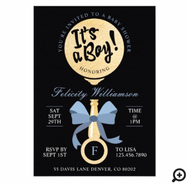 It's A Boy Baby Rattle Baby Shower Invitation