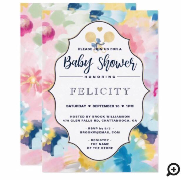 Baby Boy Shower Invitation | Floral watercolour