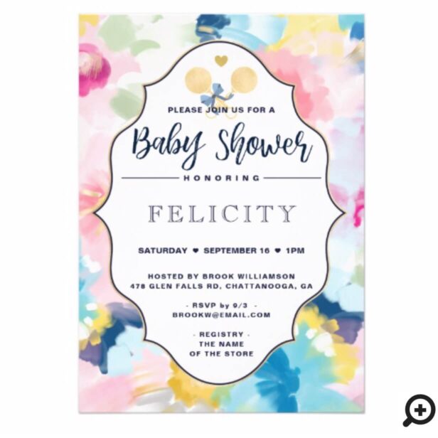 Baby Boy Shower Invitation | Floral watercolour